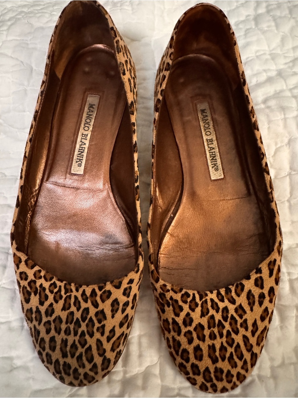 Manolo Blahnik Leopard Print Suede Ballet Flats Sz. 37.5 Y2K